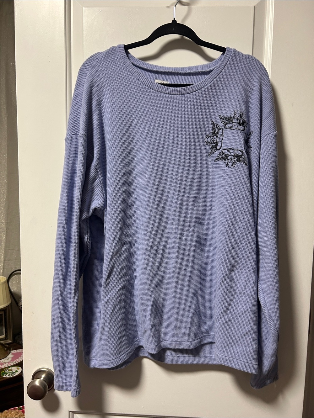 BOYS LIE Lilac Waffle-Knit Crewneck Top with Embroidered Tag Detail ANGEL